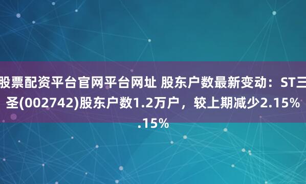 股票配资平台官网平台网址 股东户数最新变动：ST三圣(002742)股东户数1.2万户，较上期减少2.15%